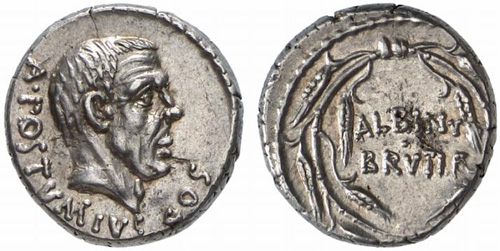 postumia roman coin denarius